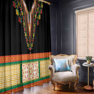 Africa Dashiki Window Curtain Embroidery Neckline Floral Pattern