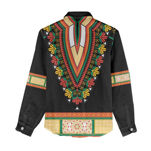 Africa Dashiki Women Casual Shirt Embroidery Neckline Floral Pattern