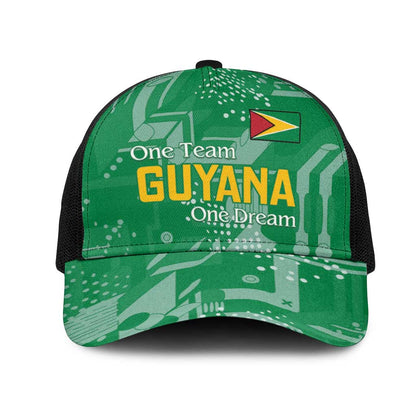 One Team One Game Guyana Baseball Net Cap Pride Of Guyana Green Version - African Pride