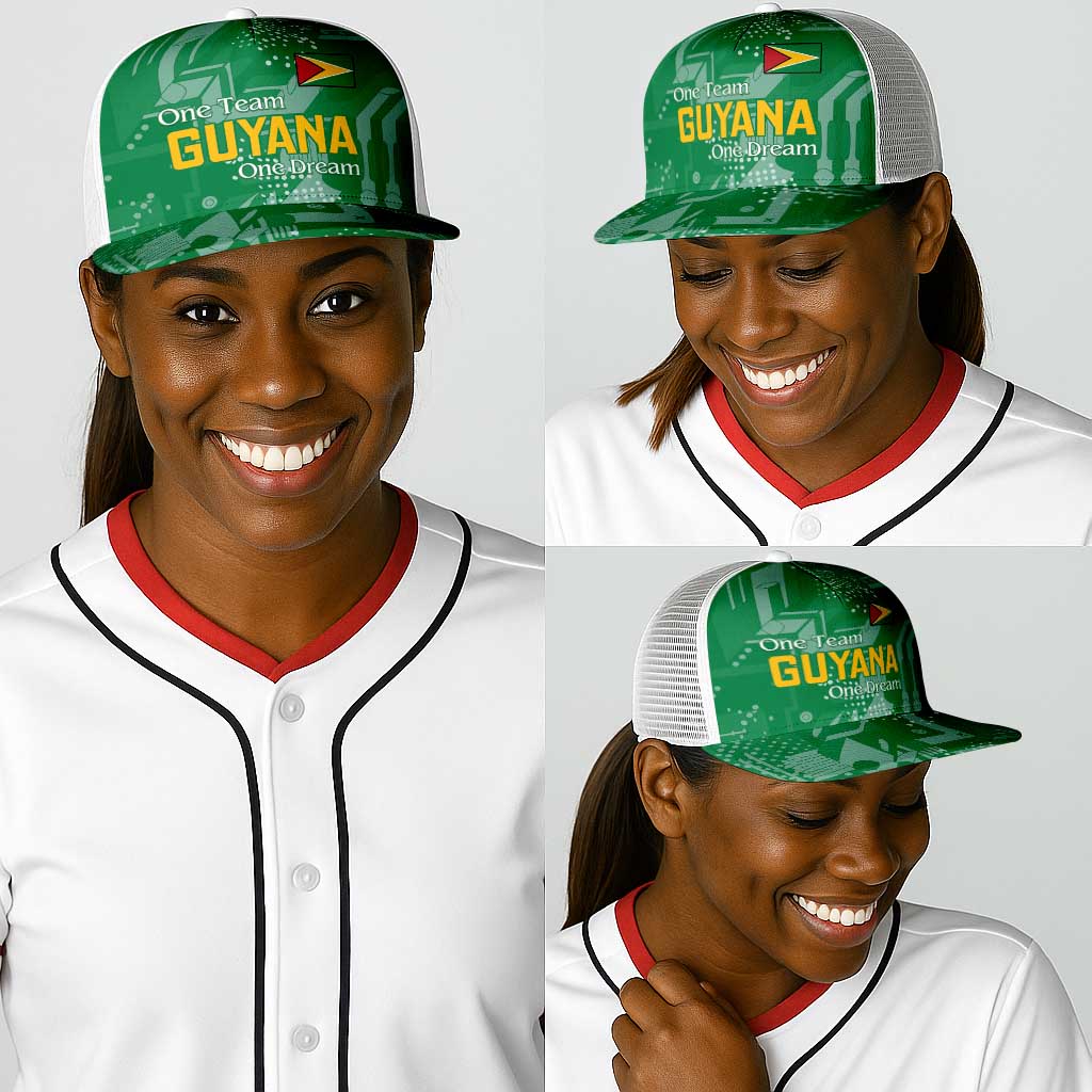 One Team One Game Guyana Baseball Net Cap Pride Of Guyana Green Version - African Pride