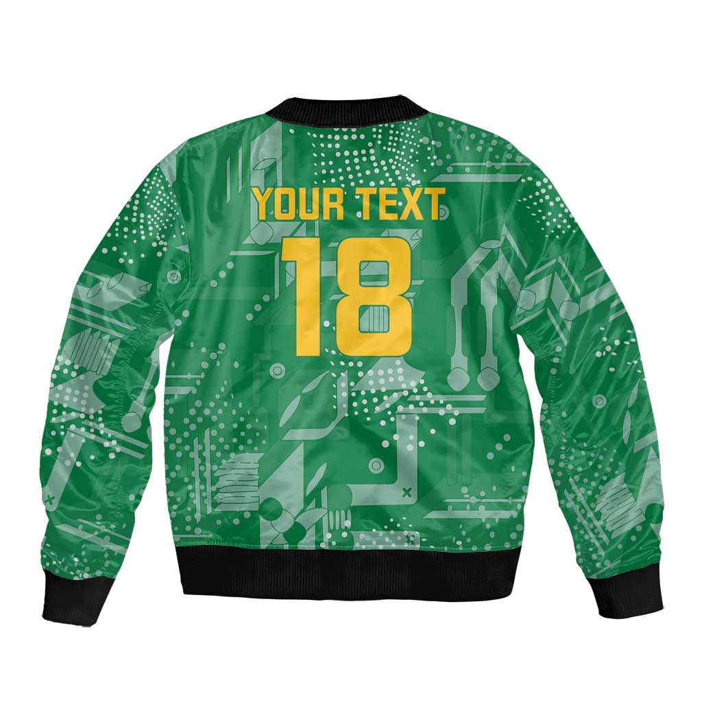 One Team One Game Guyana Football Custom Bomber Jacket Pride Of Guyana Green Version - African Pride