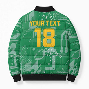 One Team One Game Guyana Football Custom Bomber Puffer Jacket Pride Of Guyana Green Version