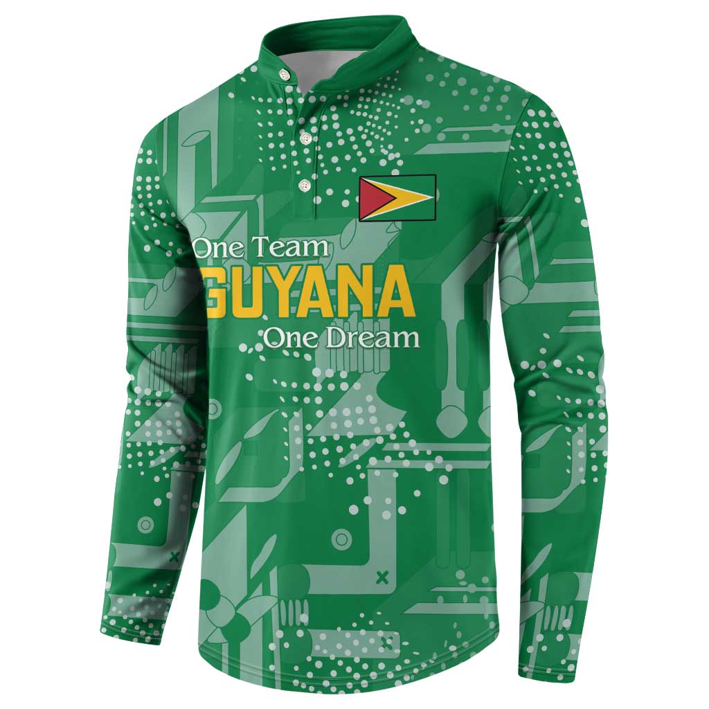 One Team One Game Guyana Football Custom Button Sweatshirt Pride Of Guyana Green Version