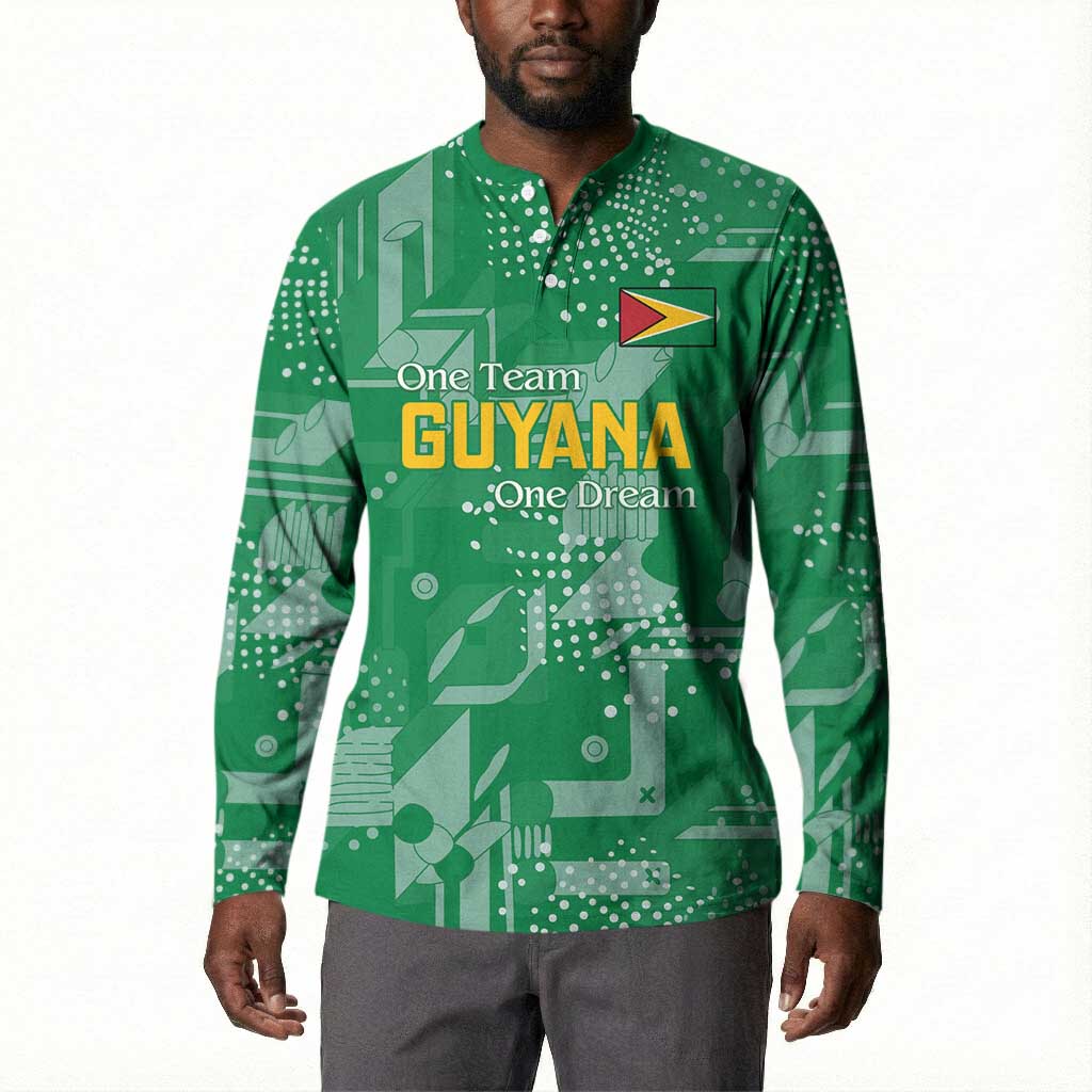 One Team One Game Guyana Football Custom Button Sweatshirt Pride Of Guyana Green Version