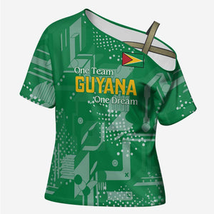 One Team One Game Guyana Football Custom Cross Shoulder Shirt Pride Of Guyana Green Version