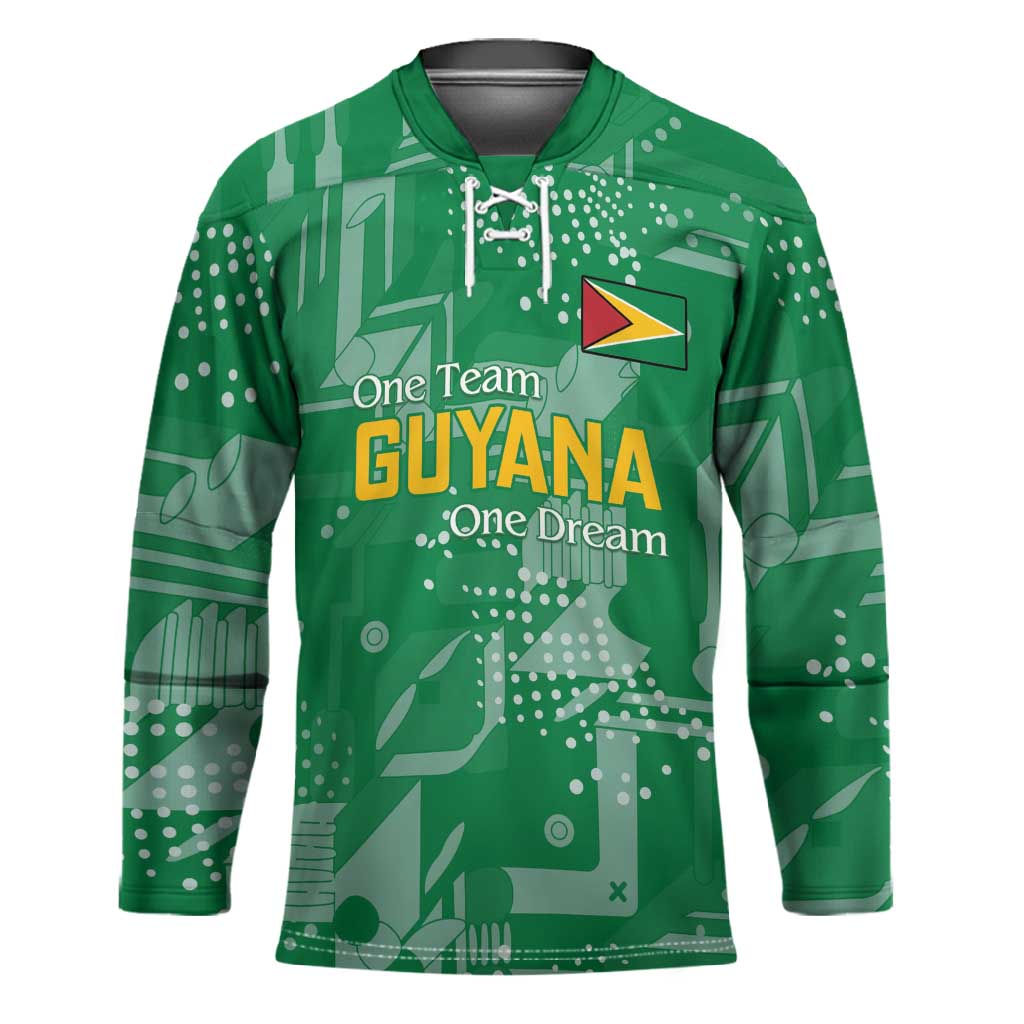 One Team One Game Guyana Football Custom Hockey Jersey Pride Of Guyana Green Version