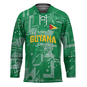 One Team One Game Guyana Football Custom Hockey Jersey Pride Of Guyana Green Version