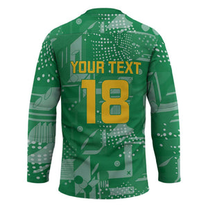 One Team One Game Guyana Football Custom Hockey Jersey Pride Of Guyana Green Version
