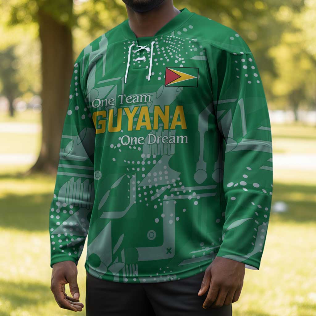 One Team One Game Guyana Football Custom Hockey Jersey Pride Of Guyana Green Version