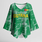 One Team One Game Guyana Football Custom Kimono Sleeve Blouse Pride Of Guyana Green Version