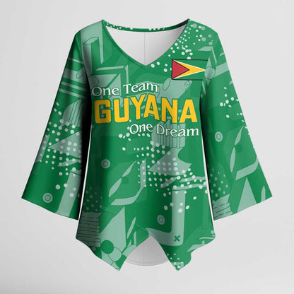 One Team One Game Guyana Football Custom Kimono Sleeve Blouse Pride Of Guyana Green Version