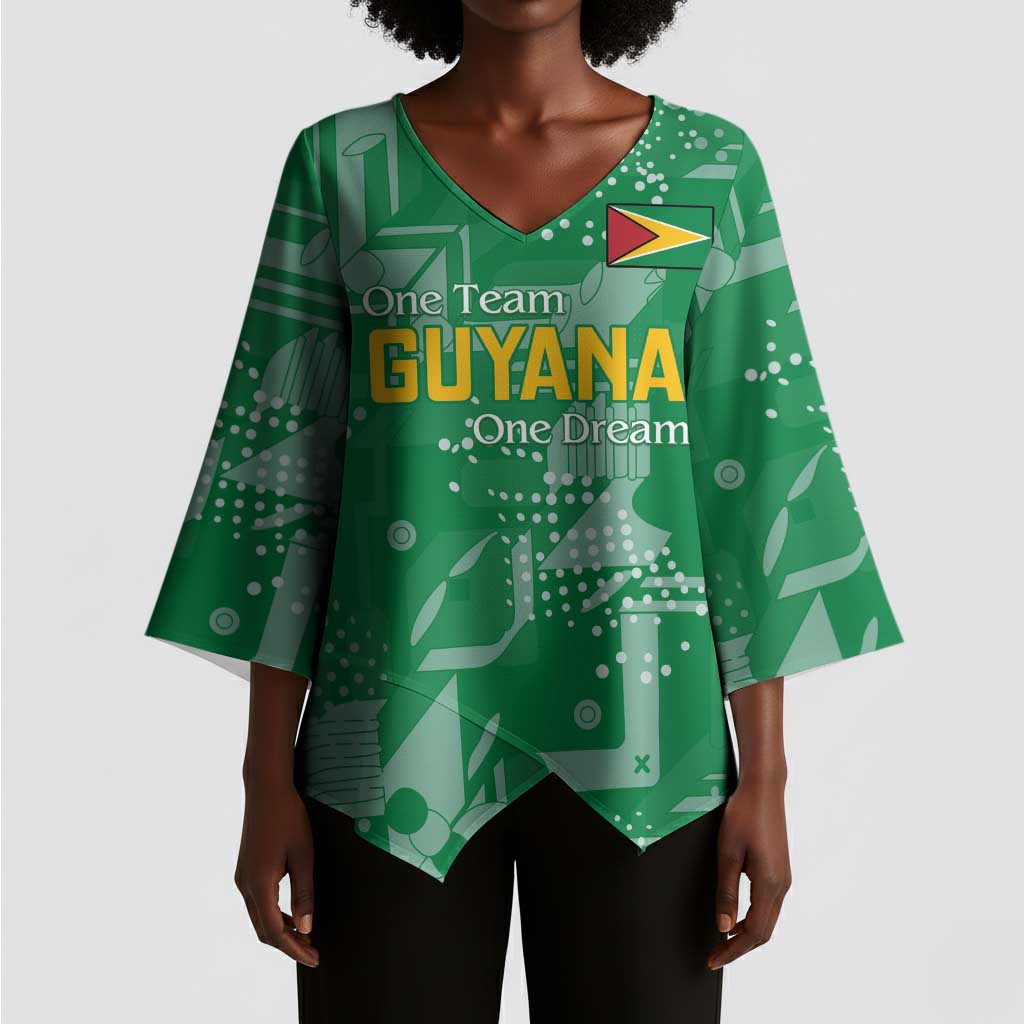 One Team One Game Guyana Football Custom Kimono Sleeve Blouse Pride Of Guyana Green Version