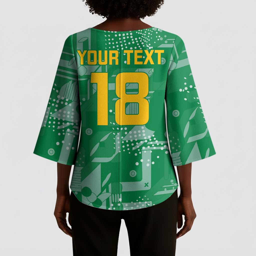 One Team One Game Guyana Football Custom Kimono Sleeve Blouse Pride Of Guyana Green Version