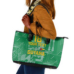 One Team One Game Guyana Football Custom Leather Tote Bag Pride Of Guyana Green Version - African Pride