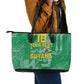 One Team One Game Guyana Football Custom Leather Tote Bag Pride Of Guyana Green Version - African Pride