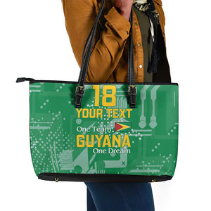 One Team One Game Guyana Football Custom Leather Tote Bag Pride Of Guyana Green Version - African Pride