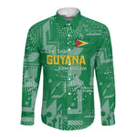 One Team One Game Guyana Football Custom Long Sleeve Button Shirt Pride Of Guyana Green Version - African Pride