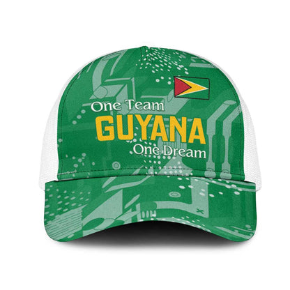 One Team One Game Guyana Mesh Trucker Cap Pride Of Guyana Green Version - African Pride