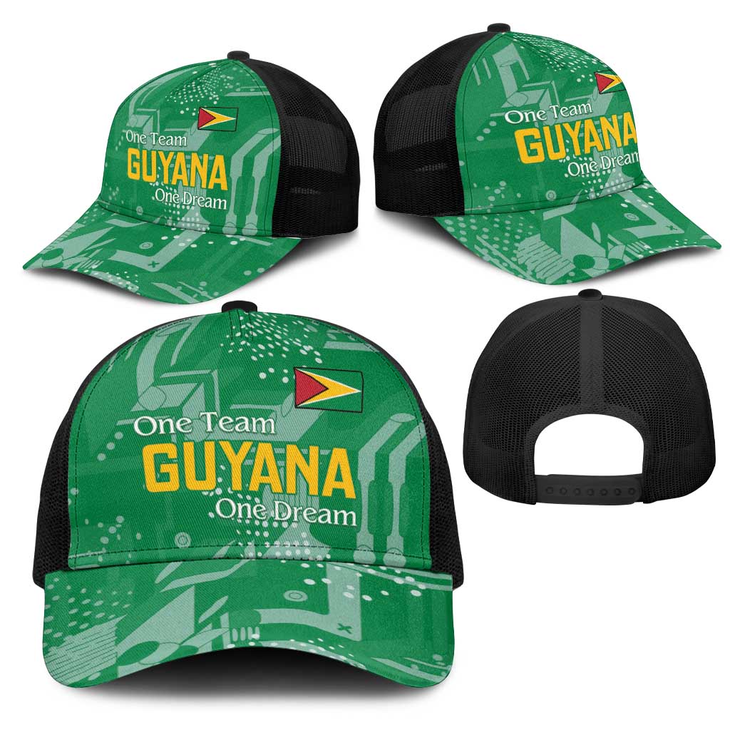 One Team One Game Guyana Mesh Trucker Cap Pride Of Guyana Green Version - African Pride