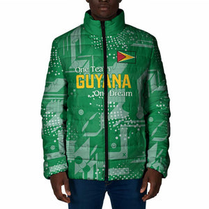One Team One Game Guyana Football Custom Padded Jacket Pride Of Guyana Green Version