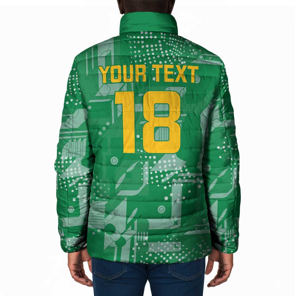 One Team One Game Guyana Football Custom Padded Jacket Pride Of Guyana Green Version