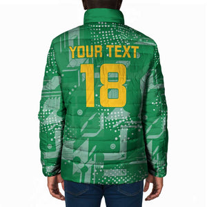 One Team One Game Guyana Football Custom Padded Jacket Pride Of Guyana Green Version