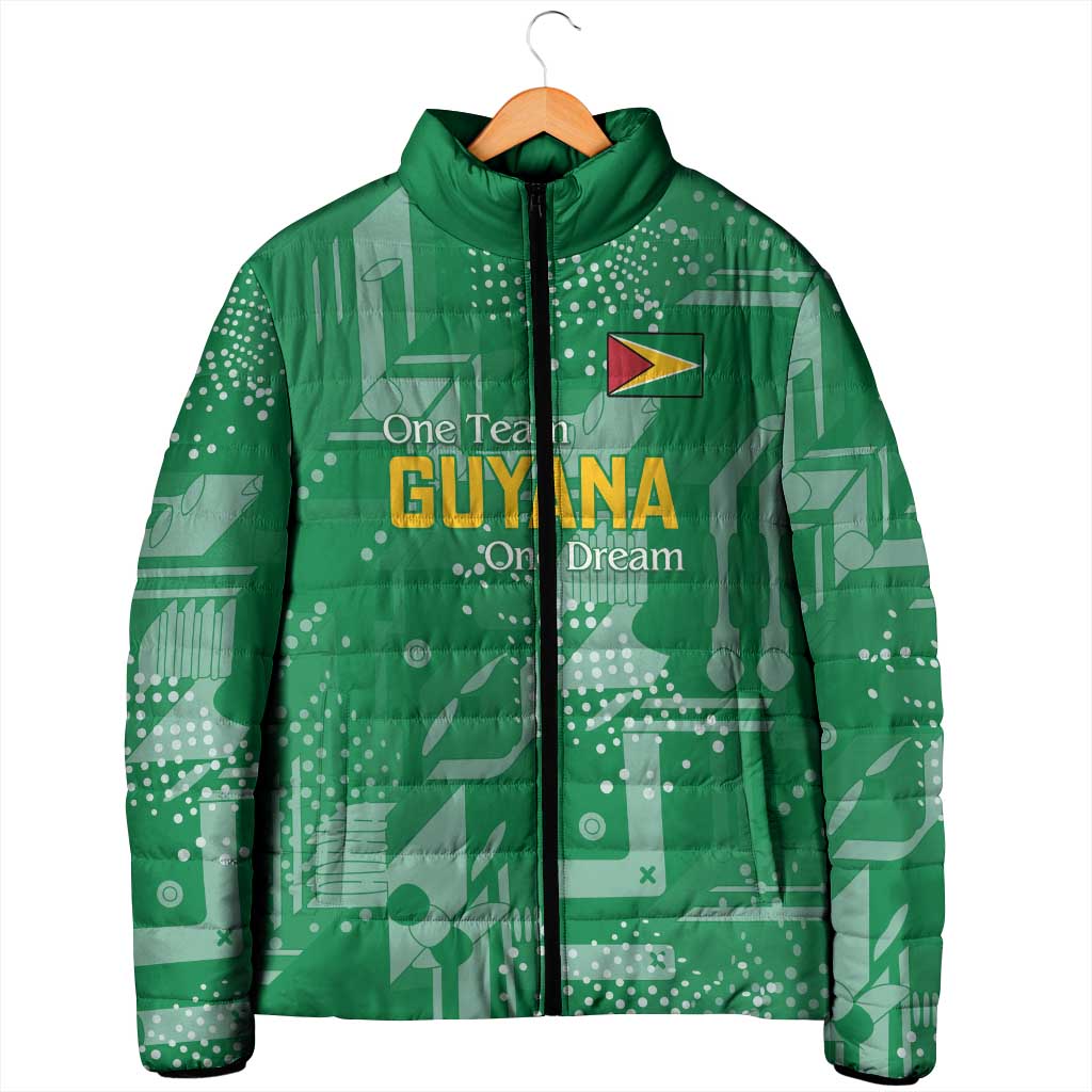 One Team One Game Guyana Football Custom Padded Jacket Pride Of Guyana Green Version