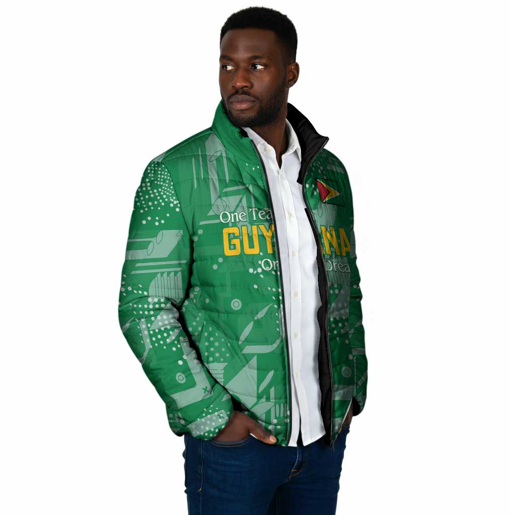 One Team One Game Guyana Football Custom Padded Jacket Pride Of Guyana Green Version
