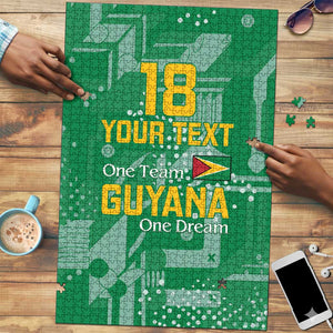 One Team One Game Guyana Football Custom Puzzle Pride Of Guyana Green Version