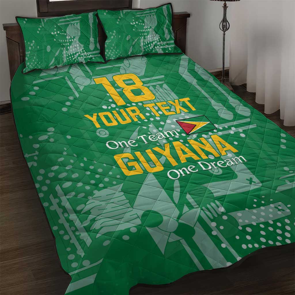 One Team One Game Guyana Football Custom Quilt Bed Set Pride Of Guyana Green Version - African Pride