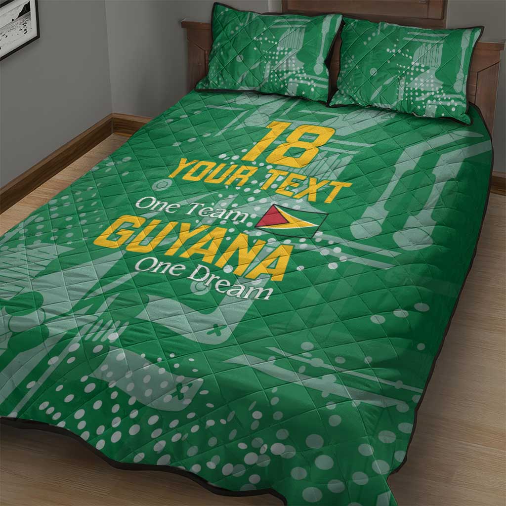 One Team One Game Guyana Football Custom Quilt Bed Set Pride Of Guyana Green Version - African Pride