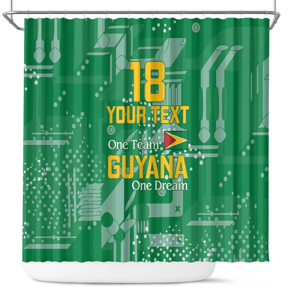 One Team One Game Guyana Football Custom Shower Curtain Pride Of Guyana Green Version - African Pride