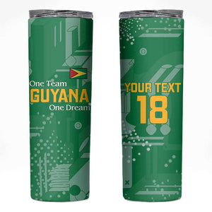One Team One Game Guyana Football Custom Skinny Tumbler Pride Of Guyana Green Version - African Pride