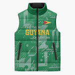 One Team One Game Guyana Football Custom Sleeveless Puffer Jacket Pride Of Guyana Green Version