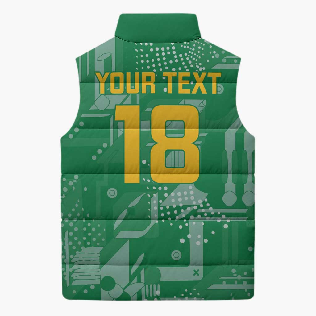 One Team One Game Guyana Football Custom Sleeveless Puffer Jacket Pride Of Guyana Green Version