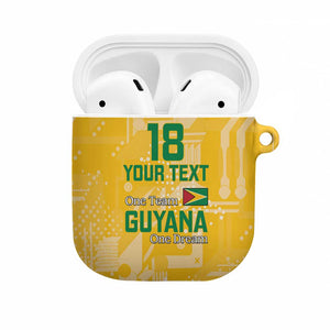 One Team One Game Guyana Football Custom AirPods Case Pride Of Guyana Yellow Version