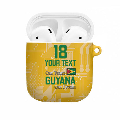 One Team One Game Guyana Football Custom AirPods Case Pride Of Guyana Yellow Version