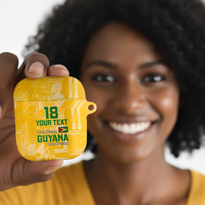 One Team One Game Guyana Football Custom AirPods Case Pride Of Guyana Yellow Version