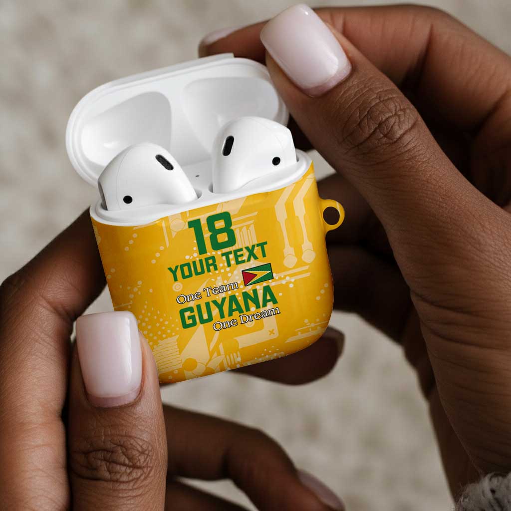 One Team One Game Guyana Football Custom AirPods Case Pride Of Guyana Yellow Version