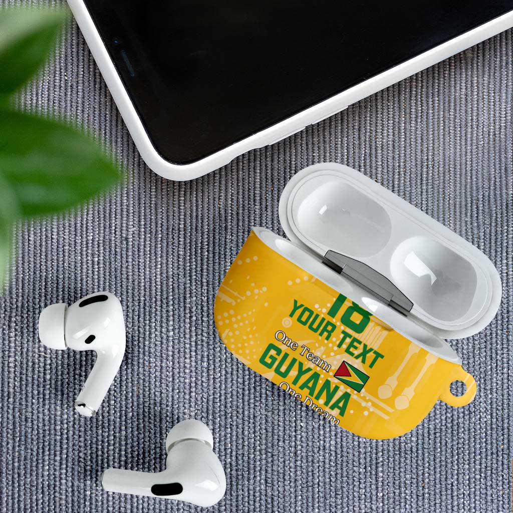 One Team One Game Guyana Football Custom AirPods Case Pride Of Guyana Yellow Version