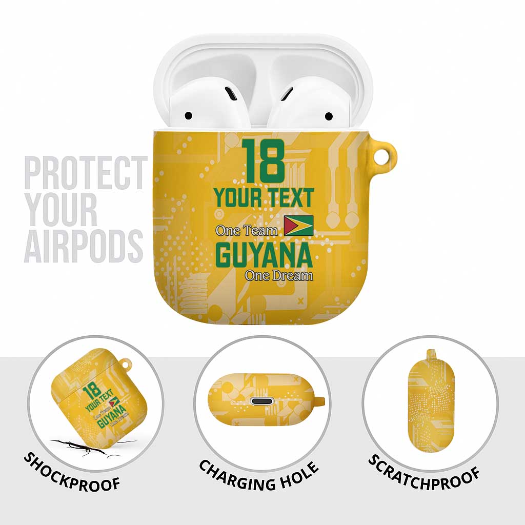 One Team One Game Guyana Football Custom AirPods Case Pride Of Guyana Yellow Version