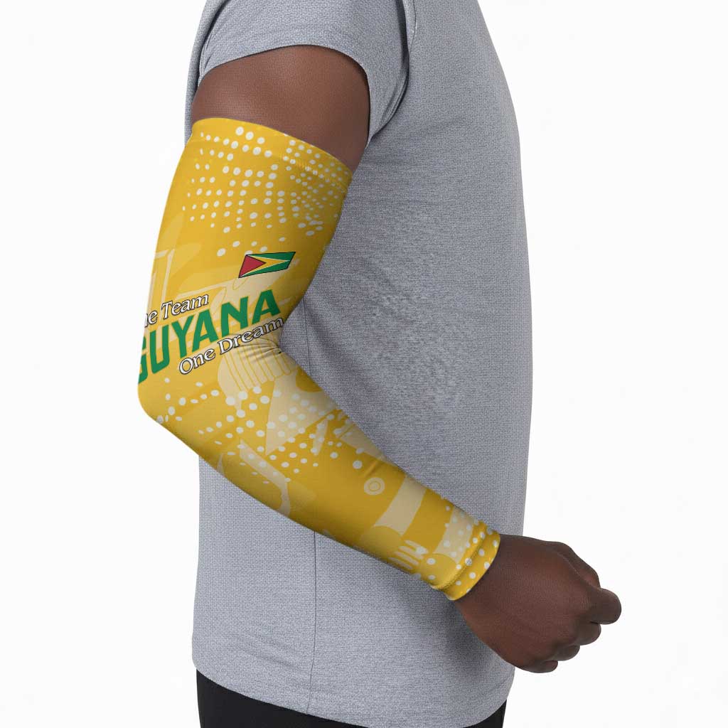 One Team One Game Guyana Football Custom Arm Sleeves Pride Of Guyana Yellow Version