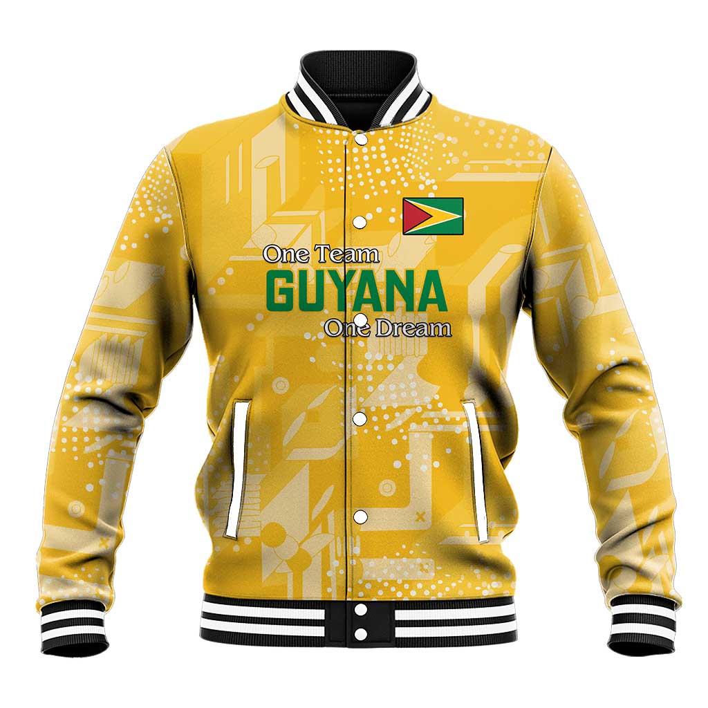 One Team One Game Guyana Football Custom Baseball Jacket Pride Of Guyana Green Version - African Pride