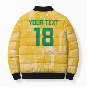 One Team One Game Guyana Football Custom Bomber Puffer Jacket Pride Of Guyana Yellow Version