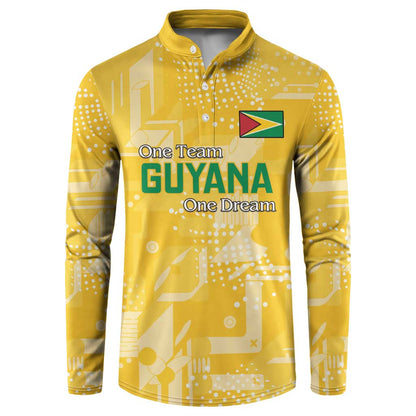 One Team One Game Guyana Football Custom Button Sweatshirt Pride Of Guyana Yellow Version
