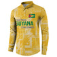 One Team One Game Guyana Football Custom Button Sweatshirt Pride Of Guyana Yellow Version