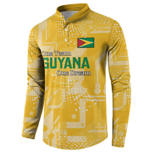 One Team One Game Guyana Football Custom Button Sweatshirt Pride Of Guyana Yellow Version