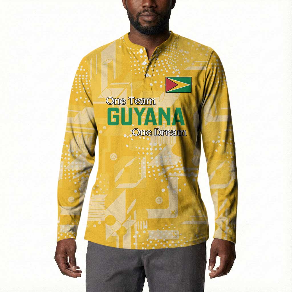 One Team One Game Guyana Football Custom Button Sweatshirt Pride Of Guyana Yellow Version
