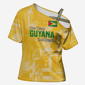 One Team One Game Guyana Football Custom Cross Shoulder Shirt Pride Of Guyana Yellow Version