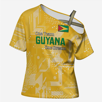 One Team One Game Guyana Football Custom Cross Shoulder Shirt Pride Of Guyana Yellow Version
